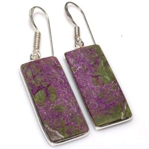 Purpurite Gemstone 925 Sterling Silver Handmade Drop Dangle Earrings